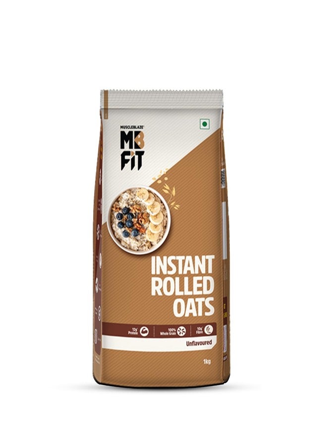 MuscleBlaze Fit Instant Oats (Unflavoured, 1kg) | 12g Protein | 100% Rolled Oats, Breakfast Cereals for Weight Management - Image 1