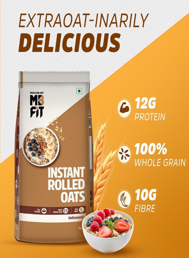 MuscleBlaze Fit Instant Oats (Unflavoured, 1kg) | 12g Protein | 100% Rolled Oats, Breakfast Cereals for Weight Management - Image 4
