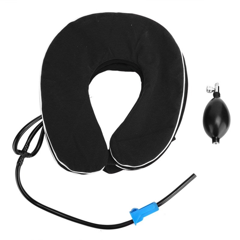 Inflatable Cervical Collar Neck Traction Brace Low Front High Back Design - Comfortable Neck Stretcher with Soft Touch for Home Cervical Pain Relief - Image 1