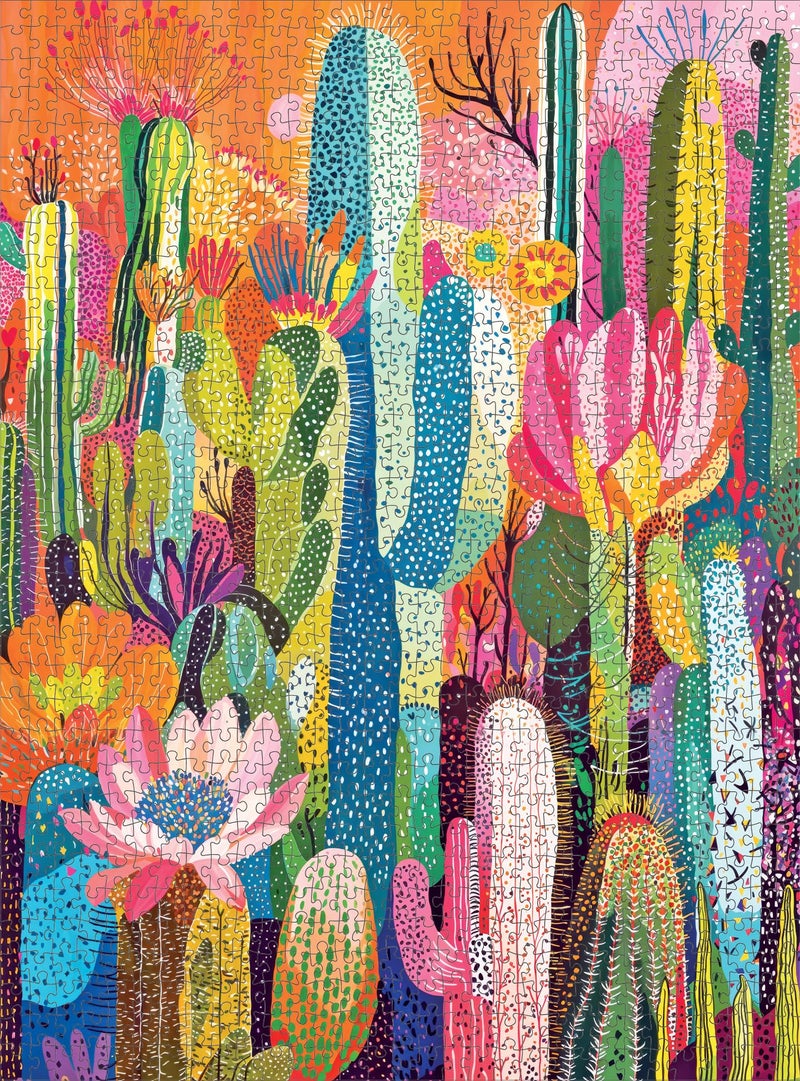 Cross & Glory - Cactus Inferno: The Desert in Bloom - 1000 Piece Jigsaw Puzzle for Adults | Vibrant Desert Cactus Puzzle | Best New Abstract Puzzle Challenge - Image 5