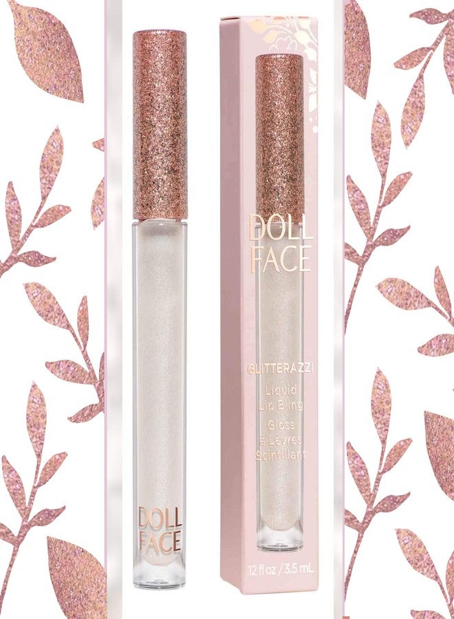 Doll Face Lip Gloss | Glitterazzi Liquid Lip Bling | Topping Glitter with a Glossy Shine for Lips | Sheer Finish | Cruelty-Free | Platinum - Image 2