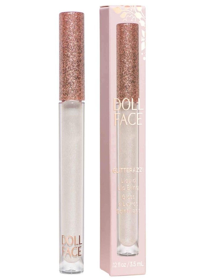 Doll Face Lip Gloss | Glitterazzi Liquid Lip Bling | Topping Glitter with a Glossy Shine for Lips | Sheer Finish | Cruelty-Free | Platinum - Image 1