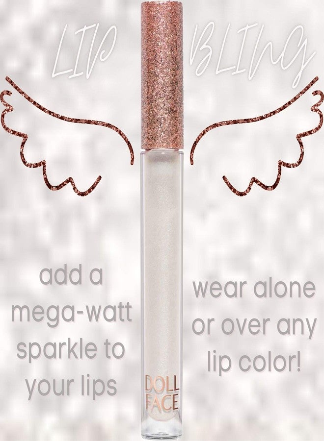 Doll Face Lip Gloss | Glitterazzi Liquid Lip Bling | Topping Glitter with a Glossy Shine for Lips | Sheer Finish | Cruelty-Free | Platinum - Image 3