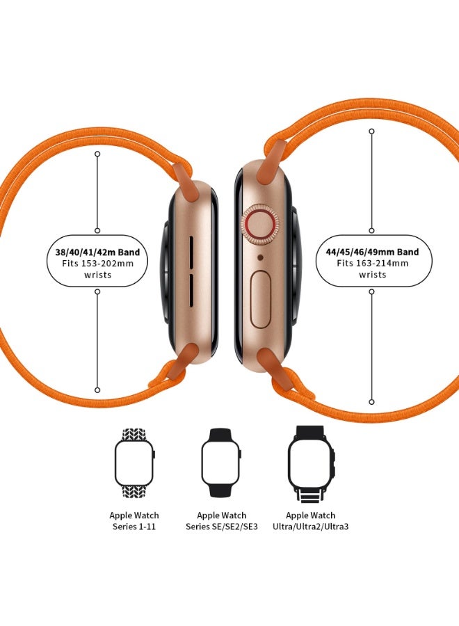 شريط نايلون مرن متوافق مع Apple Watch Ultra 3/2/1 سلسلة 10/9/8/7/6/5/4 ، For38mm ، 40mm ، 41mm ، 42mm ، خاتم رياضي مرن قابل للتعديل ، شريط كتف قوي ، مناسب للنساء والرجال Iwatch (برتقالي ، 38/40/41/42mm) - Image 4