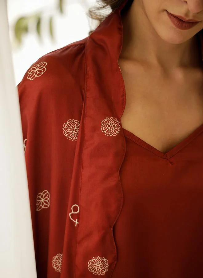 sanskrutihomes sanskrutihomes Printed Kimono with V-Neck Top and Trousers Co-ords