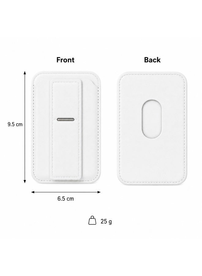 KeyAmor white MagSafe Wallet with Stand, Stronger Magnetic Card Holder for iPhone 16/15/14/13/12 Series, Premium Leather Phone Wallet with RFID Blocking, 1 Slot, Fit 5 Cards, - Image 5