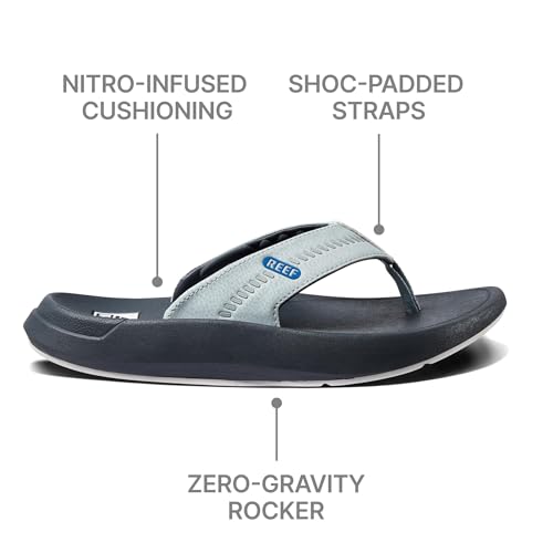 REEF Swellsole Cruiser Mens Recovery Flip Flop, Enhanced Arch Support, Water Friendly, Grey/Light Grey/Blue, 10 - Image 5