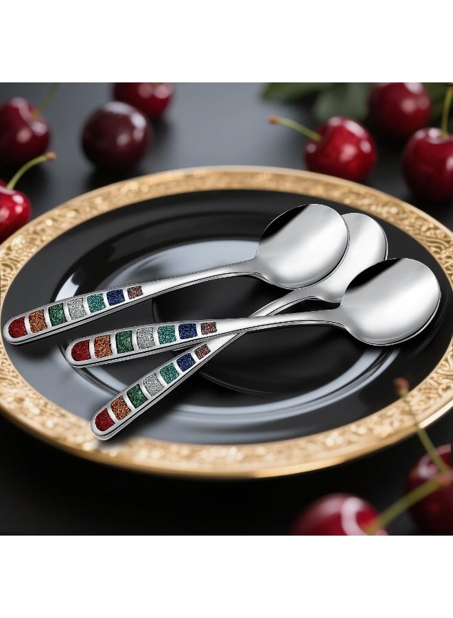 سيوسي European Soup Spoons, Stainless Steel Drinking Spoons, Creative Tableware Set for Daily Dining, Restaurant Use, Party Serving and Soup Consumption, Dishwasher Safe (6-Piece, 7.24-Inch) - Image 4