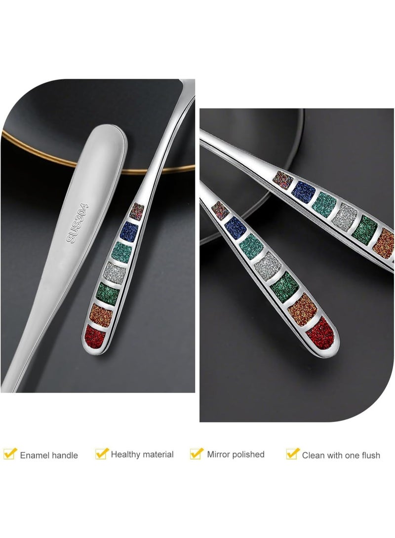 سيوسي European Soup Spoons, Stainless Steel Drinking Spoons, Creative Tableware Set for Daily Dining, Restaurant Use, Party Serving and Soup Consumption, Dishwasher Safe (6-Piece, 7.24-Inch) - Image 3