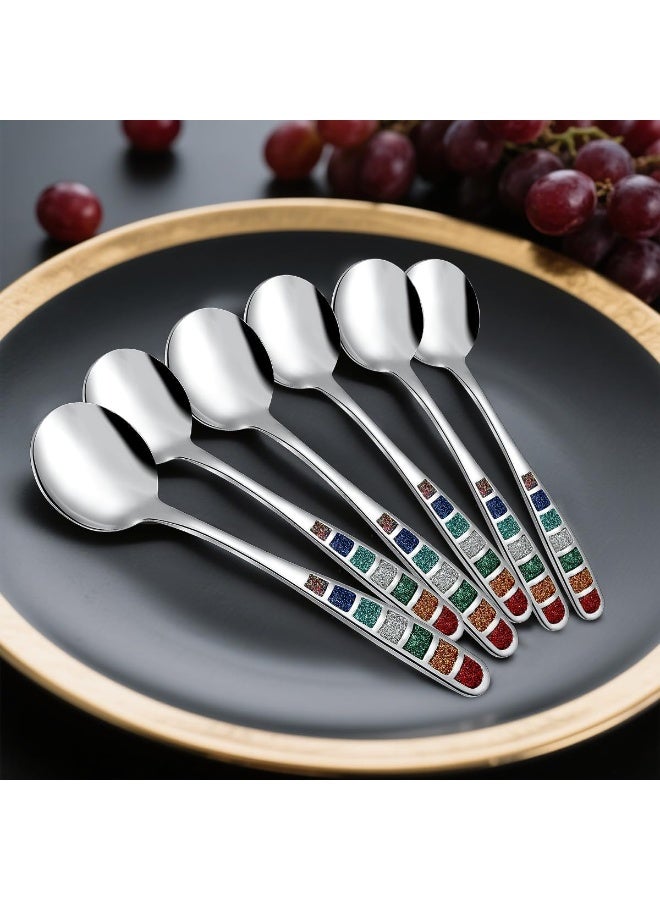 سيوسي European Soup Spoons, Stainless Steel Drinking Spoons, Creative Tableware Set for Daily Dining, Restaurant Use, Party Serving and Soup Consumption, Dishwasher Safe (6-Piece, 7.24-Inch) - Image 5