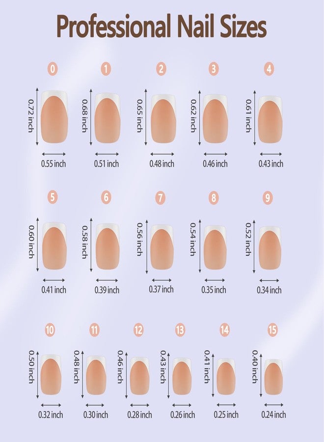 Misssix French Gel Nail Tips, 160Pcs French Tip Press on Nails Short Square Brown, No Need to File Tips Pre-lasting, Fake Nails for Nail Art DIY 16 Sizes - Image 4