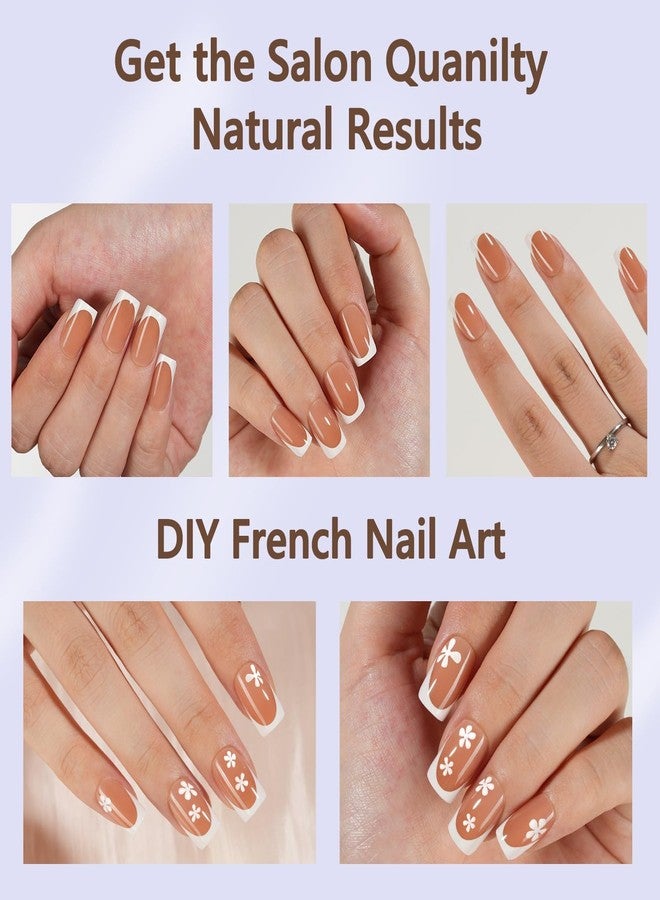 Misssix French Gel Nail Tips, 160Pcs French Tip Press on Nails Short Square Brown, No Need to File Tips Pre-lasting, Fake Nails for Nail Art DIY 16 Sizes - Image 3