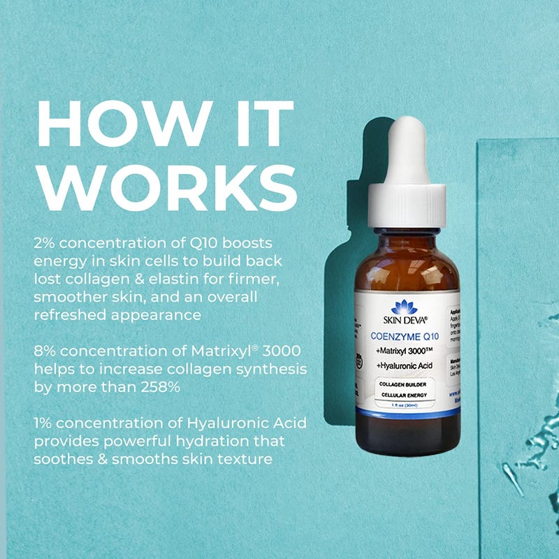 SKIN DEVA 1 fl oz COENZYME Q10 Anti Aging Serum Formula with Matrixyl 3000 and Hyaluronic Acid Serum Facial Serums, Anti Wrinkle Serum which Stimulates Collagen and Elastin Production - Image 3