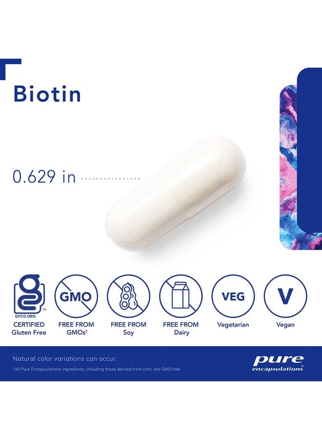 Pure Encapsulations Biotin 8 mg - B Vitamin Supplement to Aid Stress Relief, Hair, Skin & Nail Strengthening, Metabolism, Carbohydrate Support & Nervous System* - with Premium Biotin - 60 Capsules - Image 2