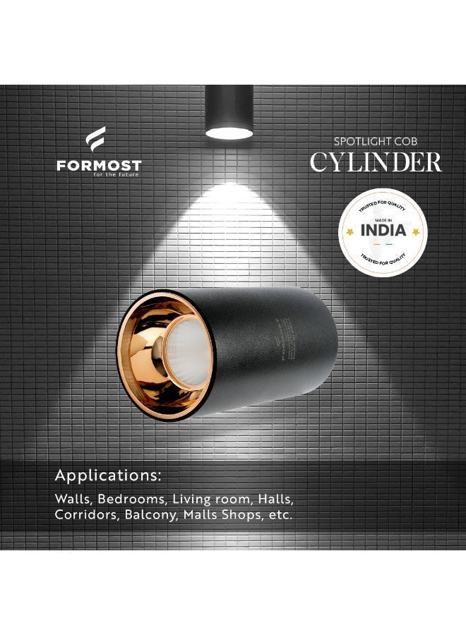 FORMOST 10W COB LED Cylinder Spotlight Round Surface Mount Ceiling Light – 100mm Height x 52mm Diameter – Energy Saving, Heat Resistant, Long Lasting Indoor Lighting - Image 4