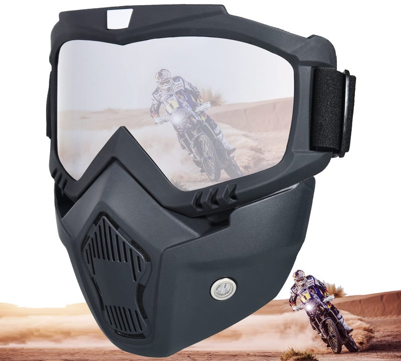 CROSSBODY Motorcycle Helmet Riding Goggles GlassesProtective Gear Compatible with Helmet for Men Women Kids YouthDetachable Silver Goggles for Motorcycle ATV Dirt Bike - Image 3