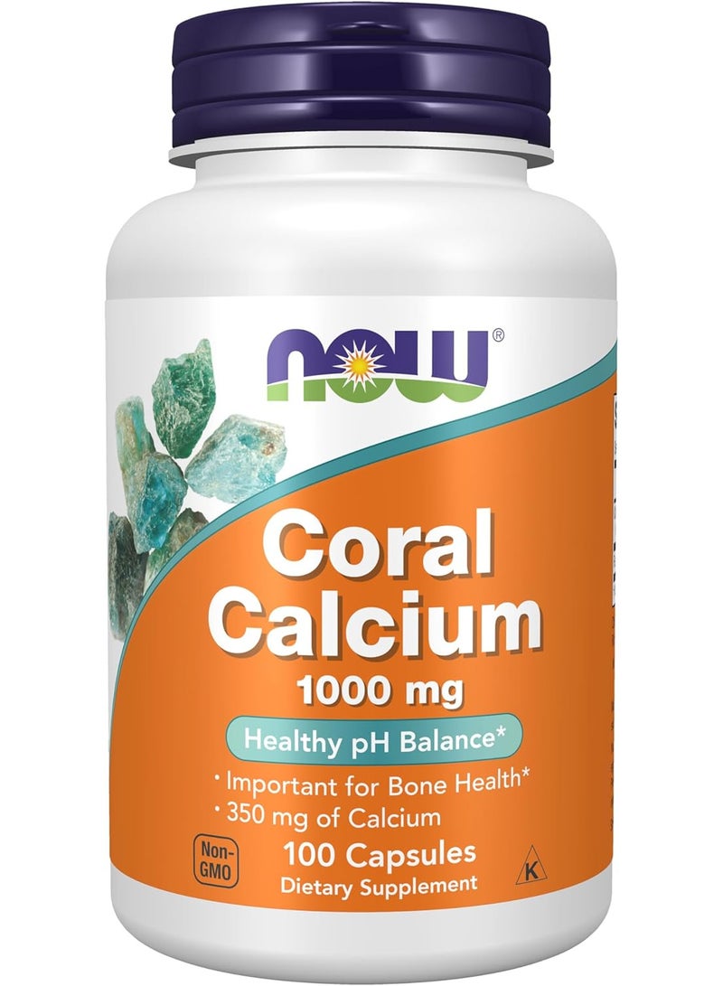 NOW Supplements Coral Calcium 1000 mg for Bone Health & Healthy pH Balance, 100 Veg Capsules - Image 1