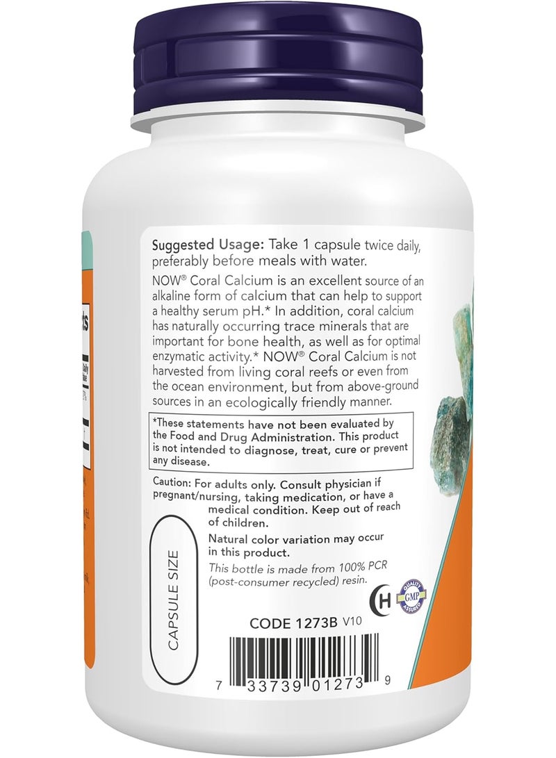 NOW Supplements Coral Calcium 1000 mg for Bone Health & Healthy pH Balance, 100 Veg Capsules - Image 2
