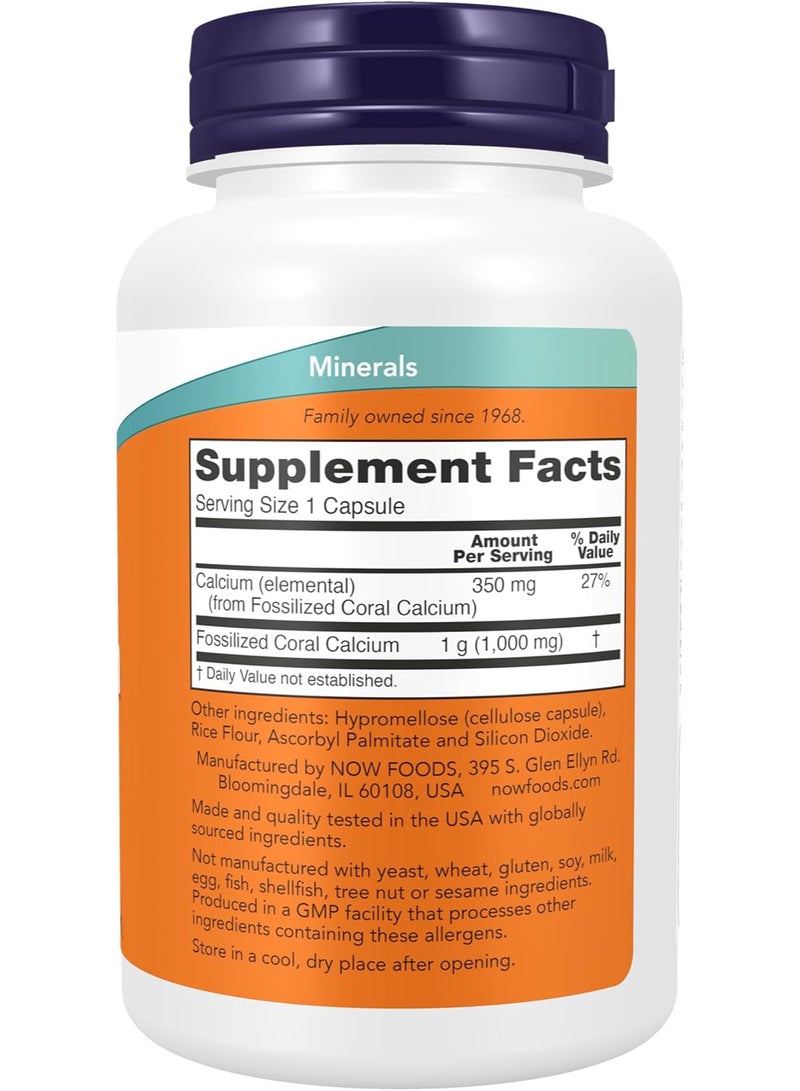 NOW Supplements Coral Calcium 1000 mg for Bone Health & Healthy pH Balance, 100 Veg Capsules - Image 3