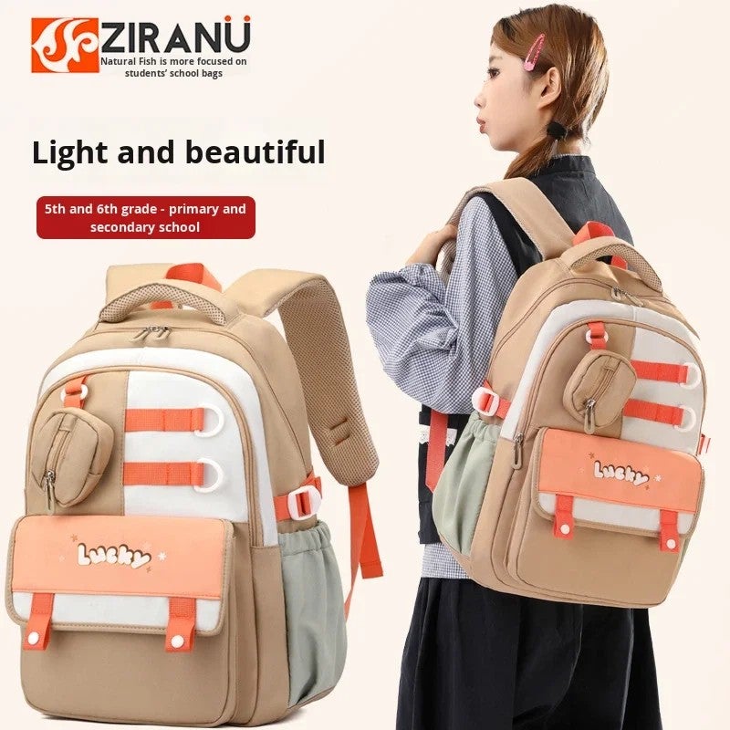 Bluejw New Unisex College-Style Polyester Backpack Air Cushion Straps Spine Protection Interior Zipper Pocket Cute Fresh Color-Block - Image 3