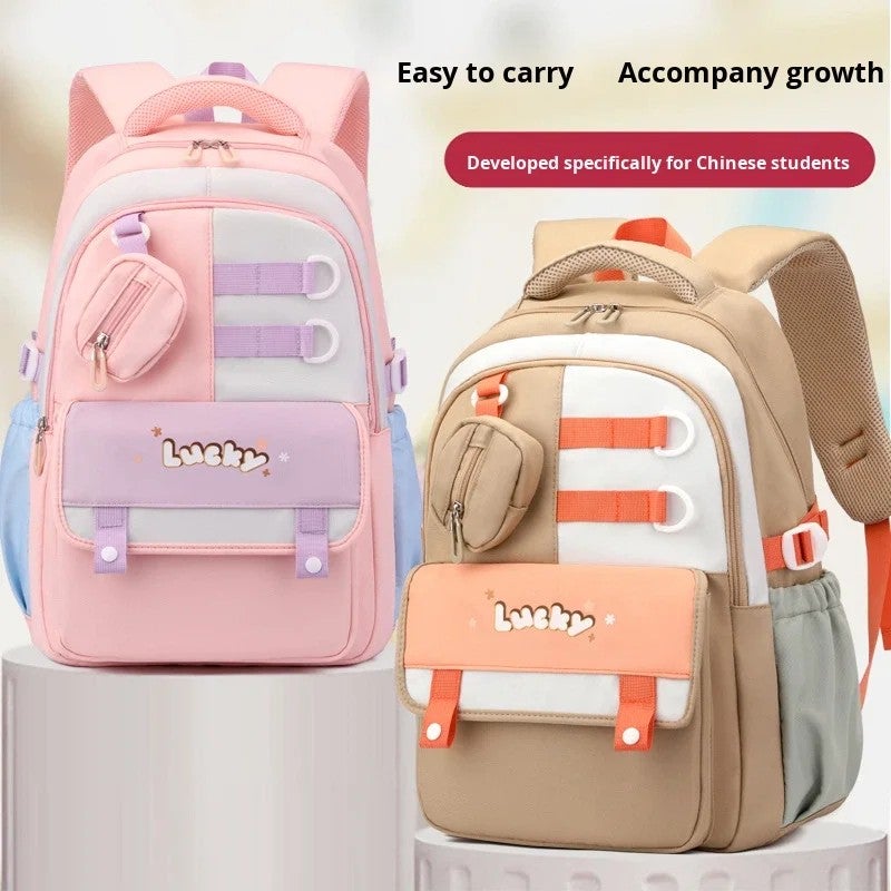 Bluejw New Unisex College-Style Polyester Backpack Air Cushion Straps Spine Protection Interior Zipper Pocket Cute Fresh Color-Block - Image 4