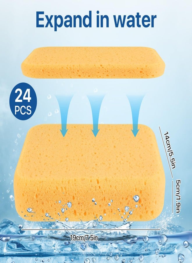Worldity 24 Pcs Large Cleaning Sponge, 7.5 x 5.5 x 1.9 Inch Grout Sponge, Yellow Car Wash Sponge, Multipurpose Large Sponges for Cleaning Kitchen, Window, Car, Bicycle - Image 2