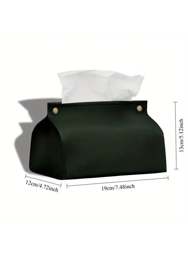 Black Car Tissue Box Holder Faux Leather Dust Proof Organizer For Vehicle Home - Image 3