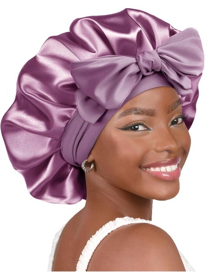 ATRJSZ Adjustable Satin Bonnet for Sleeping Women Double Layer Hair Wrap Reduce Friction Prevent Frizz Natural Curly Hair - Image 1