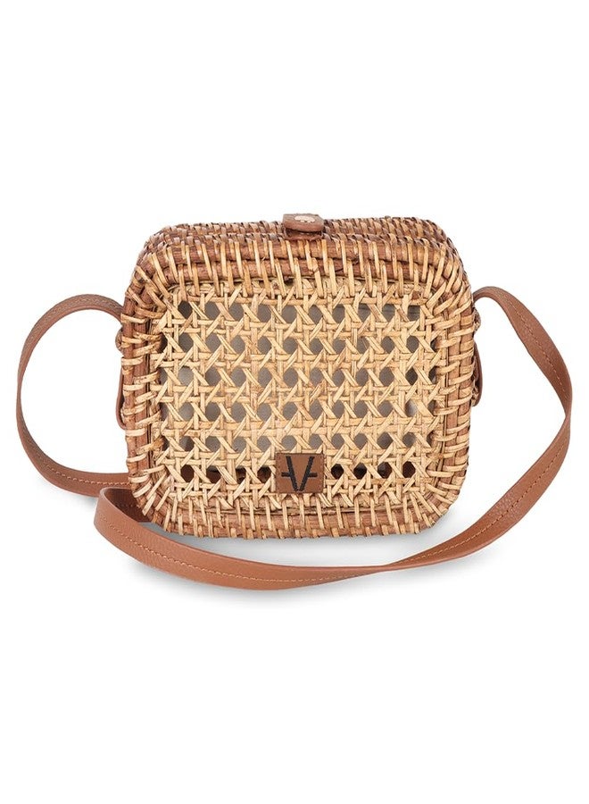Avake Rattan Reverie Cane Vegan Hand-Woven Sling Bag for Women | Lightweight Crossbody Purse with Adjustable Strap | Artisan Made in India - Image 1