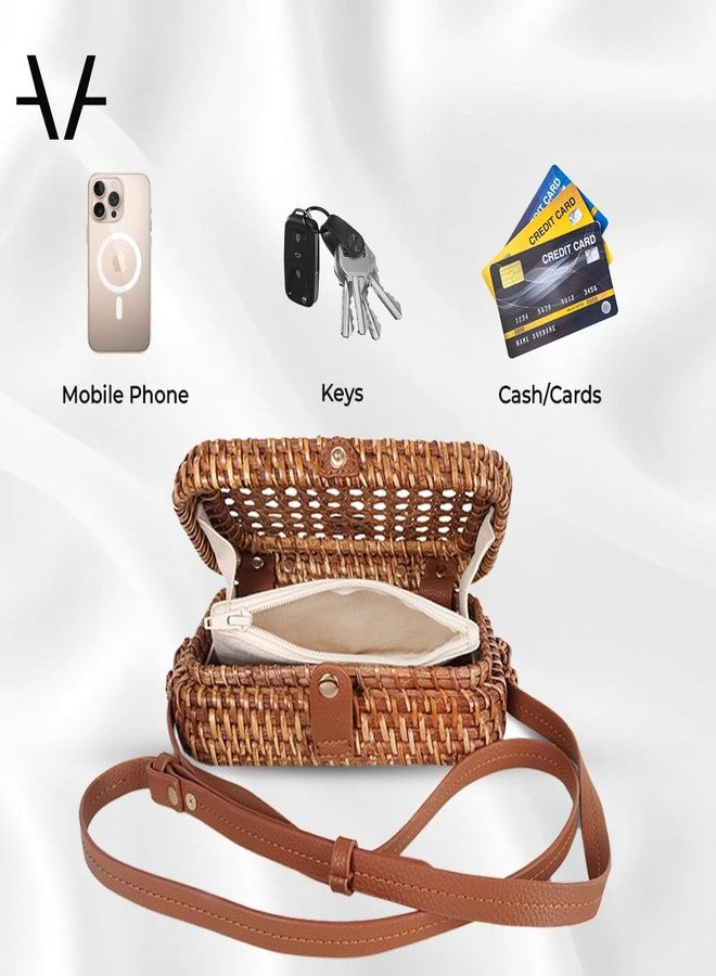 Avake Rattan Reverie Cane Vegan Hand-Woven Sling Bag for Women | Lightweight Crossbody Purse with Adjustable Strap | Artisan Made in India - Image 5
