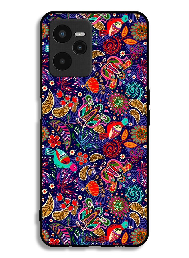 Tolwak Realme C35 Protective Case Cover Pattern Colorful Birds Leaf Flowers - Image 2