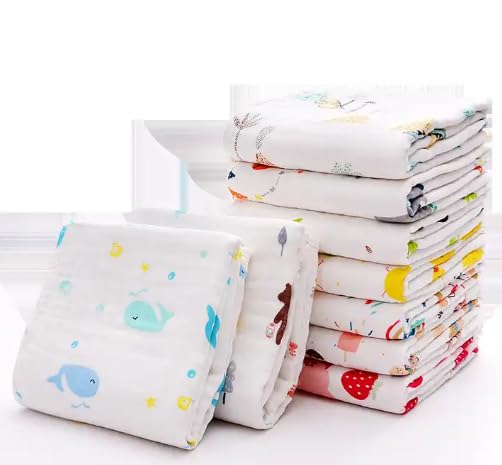 TEDDYIFY Baby Bath Towel,100% Cotton Muslin Baby Hooded Towels, Super Absorbent Towels for Newborn, Infants 82*82CM, White (Assorted prints as per availability) (Pack of 1 Muslin towel with wrapper) - Image 3