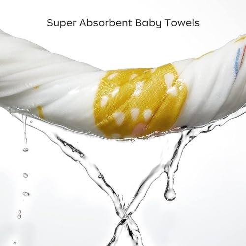 TEDDYIFY Baby Bath Towel,100% Cotton Muslin Baby Hooded Towels, Super Absorbent Towels for Newborn, Infants 82*82CM, White (Assorted prints as per availability) (Pack of 1 Muslin towel with wrapper) - Image 4