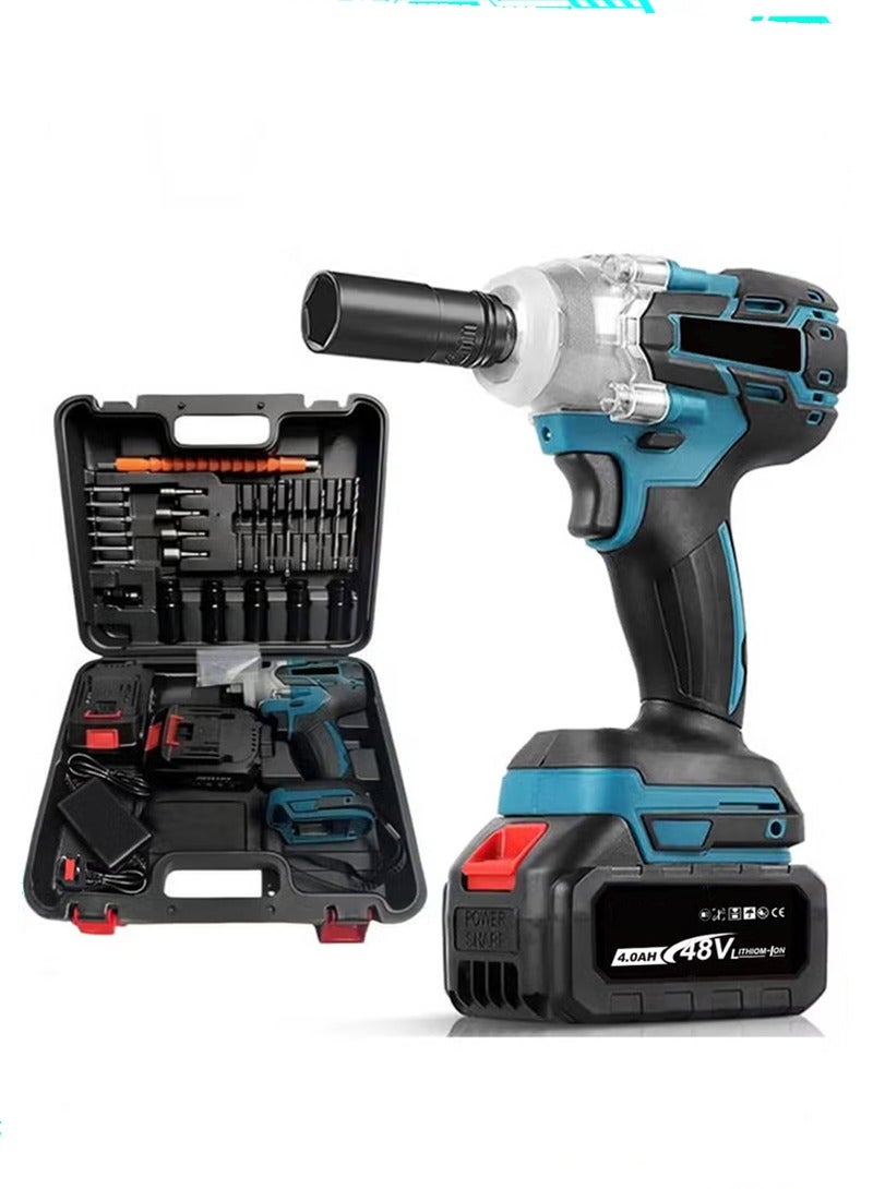 48V brushless lithium-ion impact wrench set, high torque performance, multi-functional accessories, instantly improve your work efficiency - Image 1