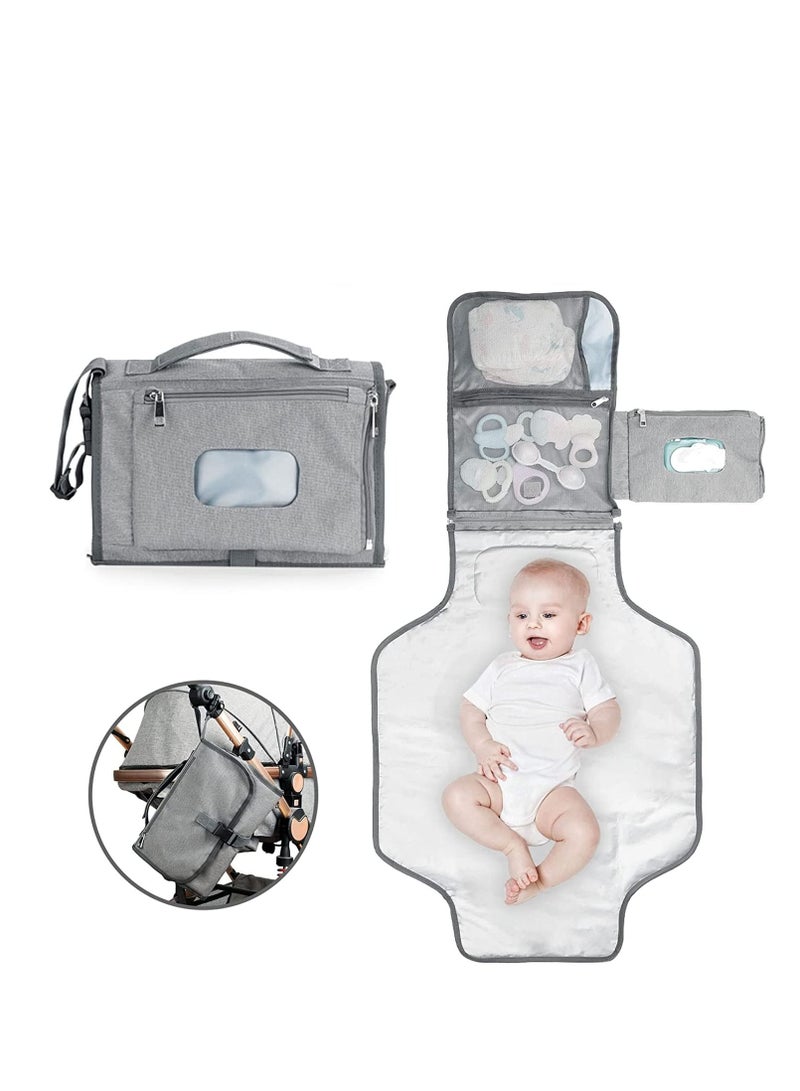 SYOSI Baby Changing Pad Multifunctional Newborn Bag with Wipes Pocket Waterproof Portable Travel Infant Changing Diaper Mat Compact Diaper Changing Mat Kit for Mom Dad Baby Shower Gifts  - Image 1