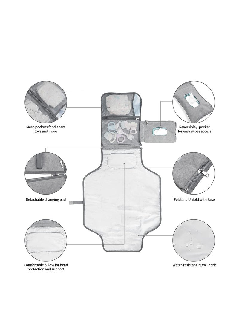 SYOSI Baby Changing Pad Multifunctional Newborn Bag with Wipes Pocket Waterproof Portable Travel Infant Changing Diaper Mat Compact Diaper Changing Mat Kit for Mom Dad Baby Shower Gifts  - Image 2