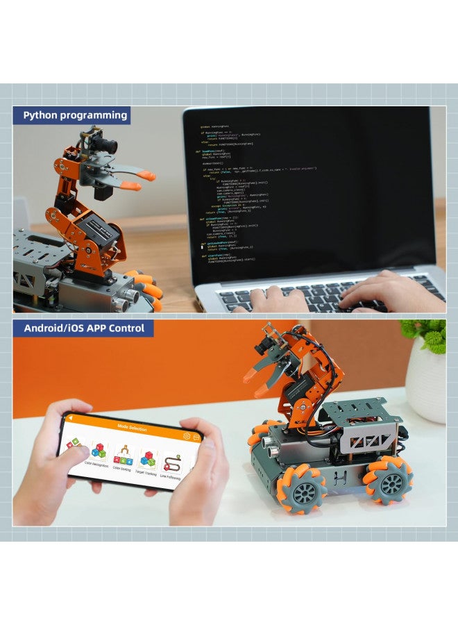 HIWONDER ذراع روبوتي ذكي HIWONDER 5DOF برؤية AI مع هيكل سيارة روبوت بعجلات ميكانوم Raspberry Pi 5 (بدون لوحة RPi) - Image 4