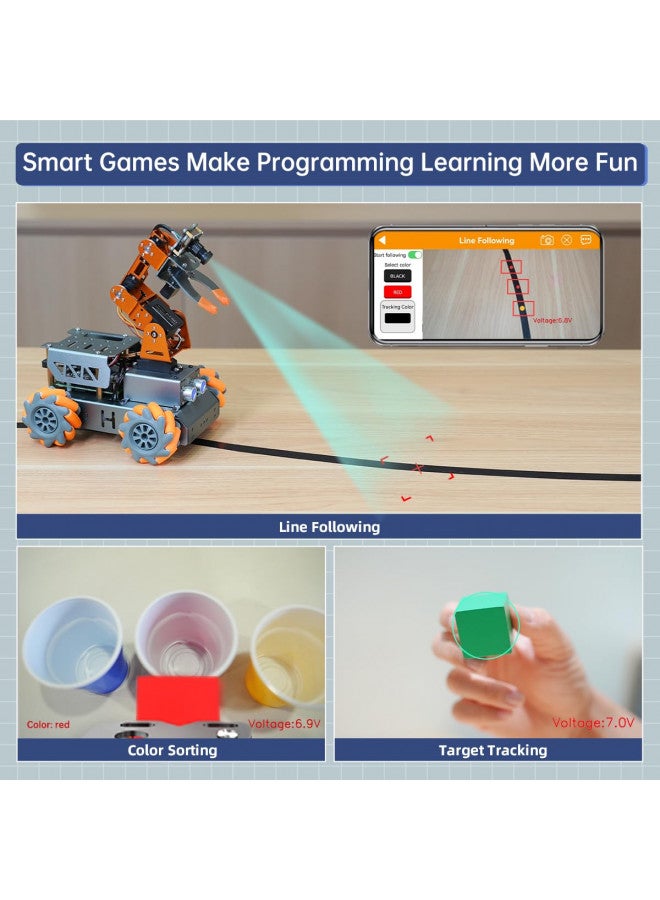 HIWONDER ذراع روبوتي ذكي HIWONDER 5DOF برؤية AI مع هيكل سيارة روبوت بعجلات ميكانوم Raspberry Pi 5 (بدون لوحة RPi) - Image 2