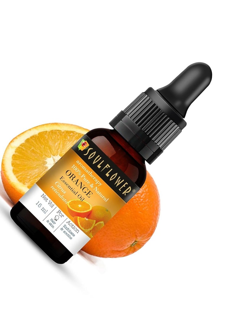 Soulflower Orange Essential Oil | Hydrates Dry Skin, Acne Prone Skin, Hair Nourishment |100% Organic, Pure, Natural & Undiluted, 15ml - Image 3
