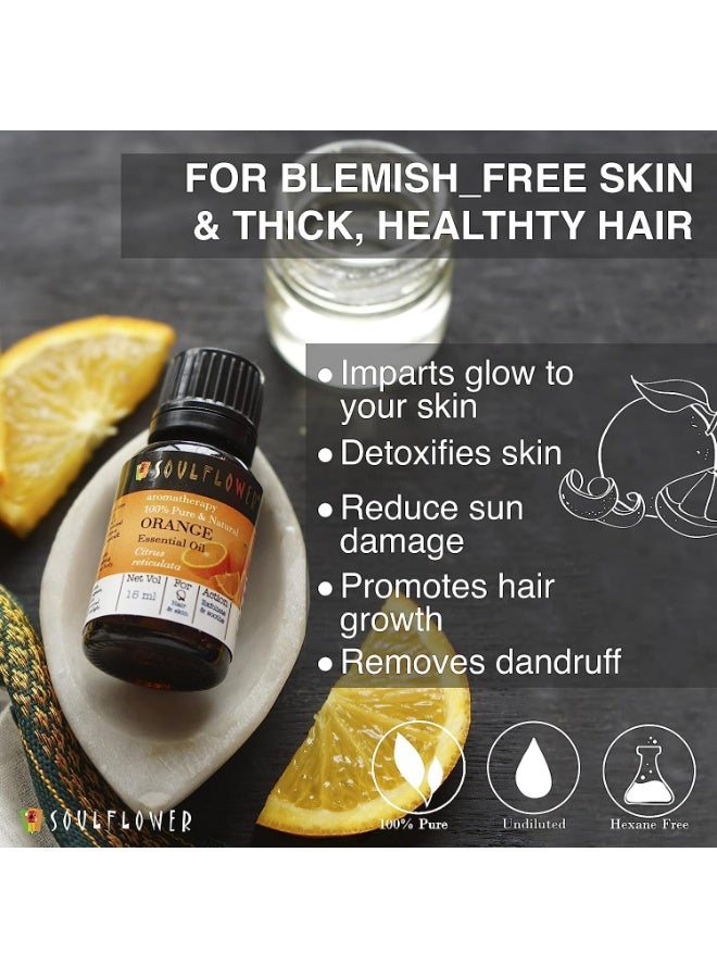Soulflower Orange Essential Oil | Hydrates Dry Skin, Acne Prone Skin, Hair Nourishment |100% Organic, Pure, Natural & Undiluted, 15ml - Image 2