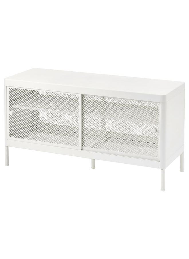 Zaboon Storage Bench With Sliding Doors, White, 100X37 Cm  - Image 1