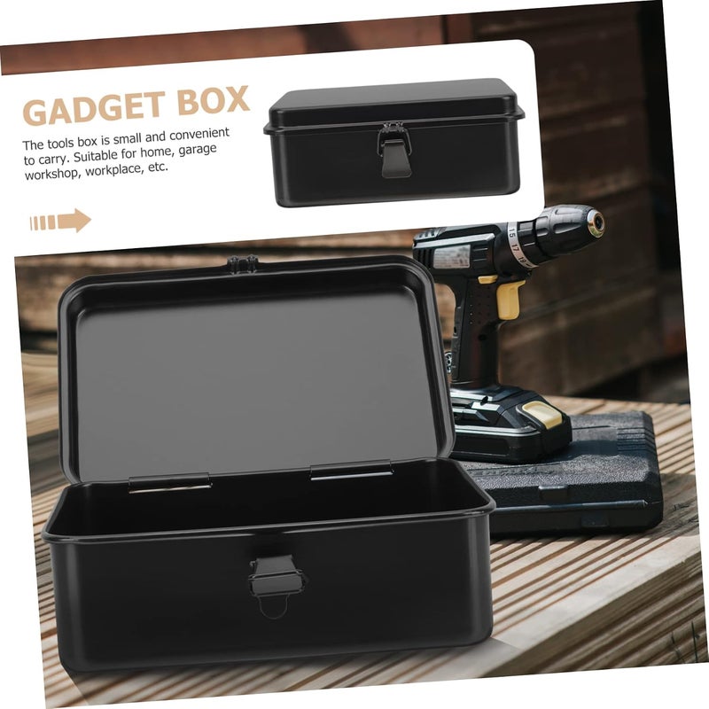 Garneck Small Iron Sheet Toolbox with Buckle Closure Compact Portable Tool Storage Organizer for Household Garage Car Use Durable Rust Resistant Mini Tool Box for Easy Toolbox Organization - Image 4