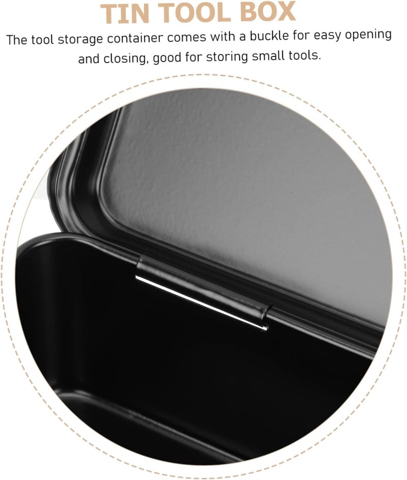 Garneck Small Iron Sheet Toolbox with Buckle Closure Compact Portable Tool Storage Organizer for Household Garage Car Use Durable Rust Resistant Mini Tool Box for Easy Toolbox Organization - Image 5