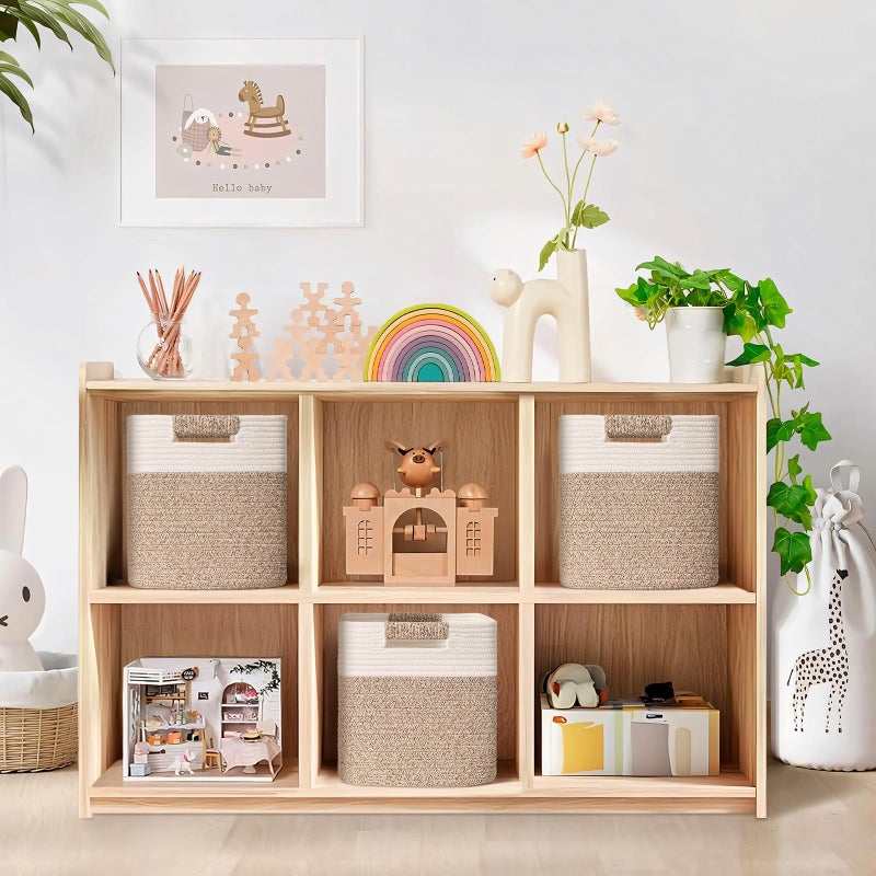 Degeyoyo 13 Inch Storage Cubes, 3 Pack Cube Storage Bins for Organizing, Cotton Rope Woven Baskets for Shelves, Bathroom, Kids Room, Closets, Baby Nursery - Image 2