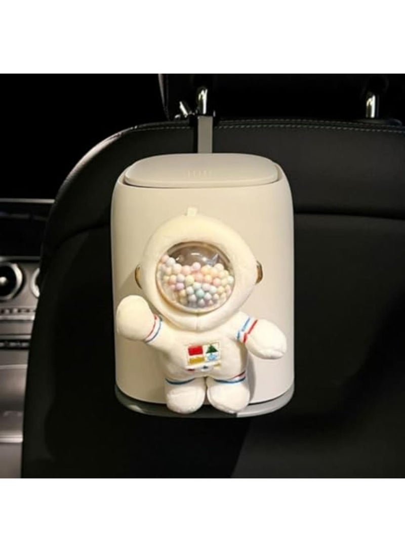 SYOSI Car Can Garbage Bin, Cute Cartoon Style Hanging Car Trash Can with Flip Lid, Detachable Leak-proof ABS Material, Spaceman Duck Smile Cloud Design (Spaceman) - Image 1