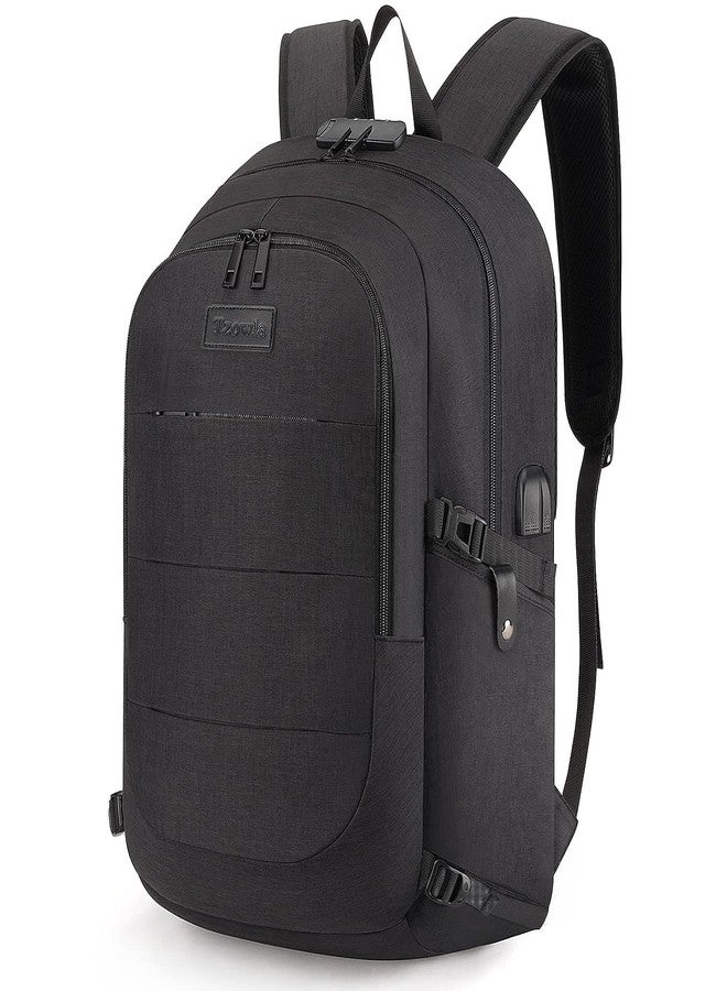 Tzowla Laptop Backpack for Women Men,Water Resistant Anti-Theft College Travel Backpack with USB Charging Port and Lock 17.3 Inch Computer Backpacks, Business Casual Hiking Daypack (A-Black) - Image 4