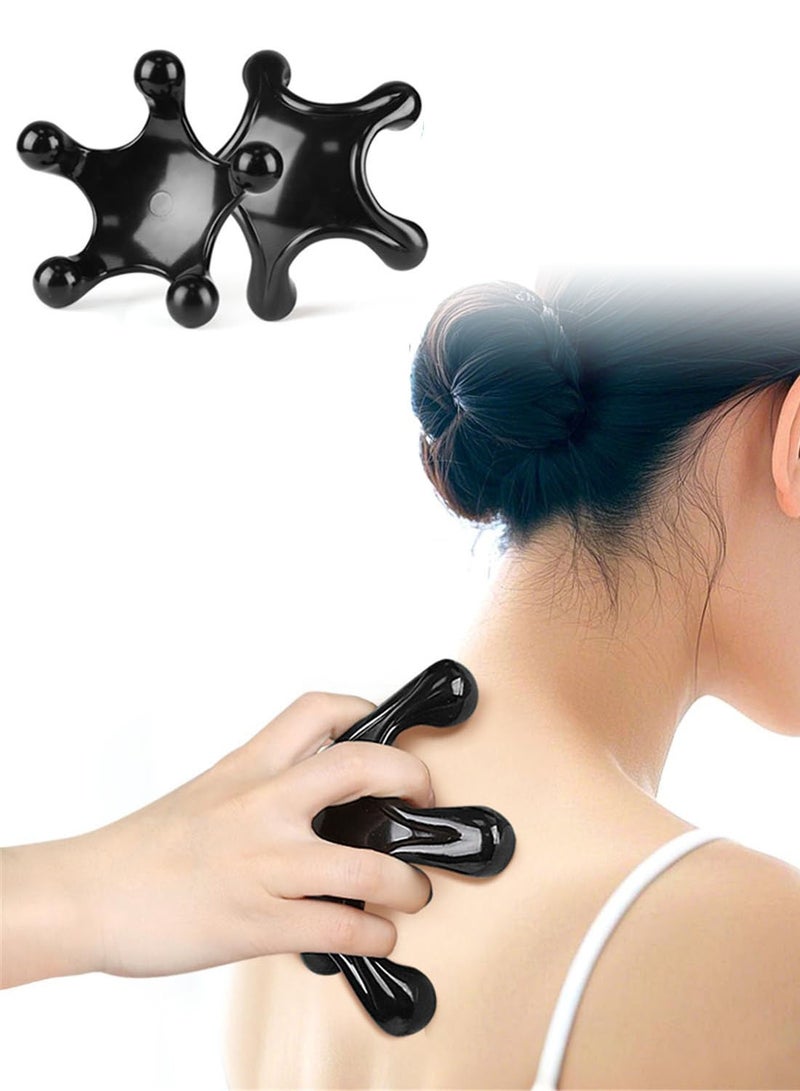 2 PCS 5 Legged Trigger Point Massage Tools, Black Handheld Palm Deep Tissue Massager, Pressure Point Muscle Relief Tool For Neck Shoulder Back Full Body - Image 1