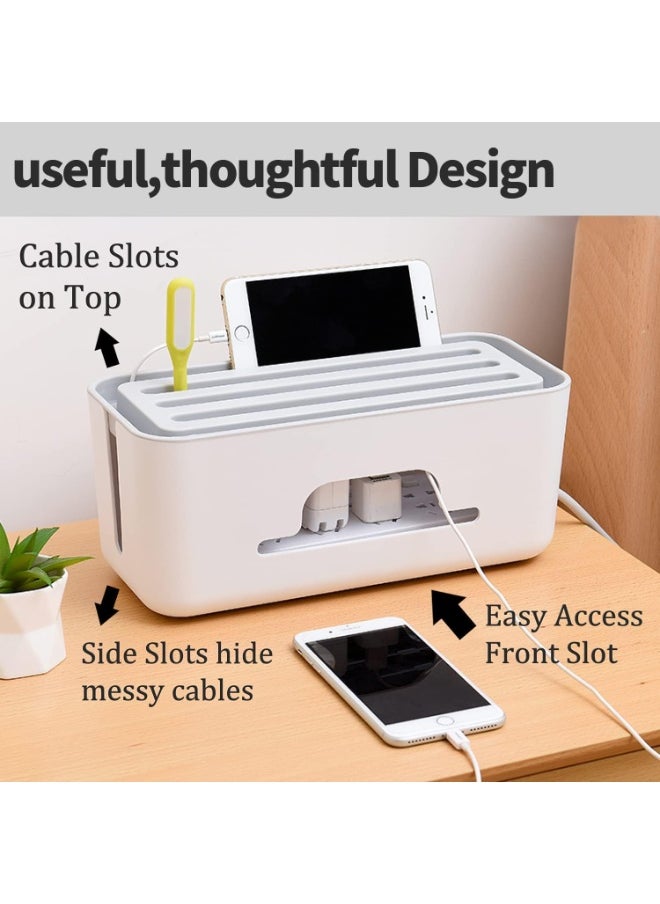 Necomi Advanced Cable Management Box Extension Floor Cord Organizer Box with Slotted Top for Phones, Tablets | Surge Protection for Home and Office | High Utility  - Image 2