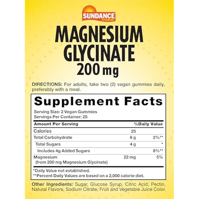 Sundance Magnesium Glycinate Gummies | 200mg | 50 Count | Grape Flavor | Vegan, Non-GMO, and Gluten Free Supplement - Image 2