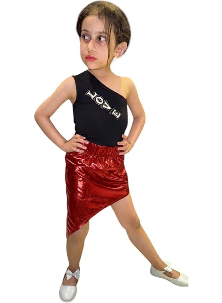 Girls' leather disco lycra skirt